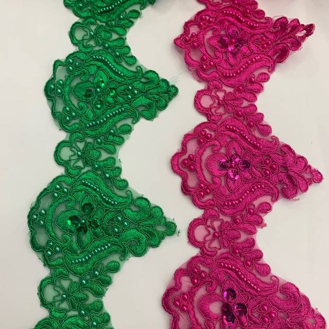 Ethnic lace hand-sewn sequin wedding lace, 28 colors in stock, available for selection as clothing accessories and decorative ribbons details Picture