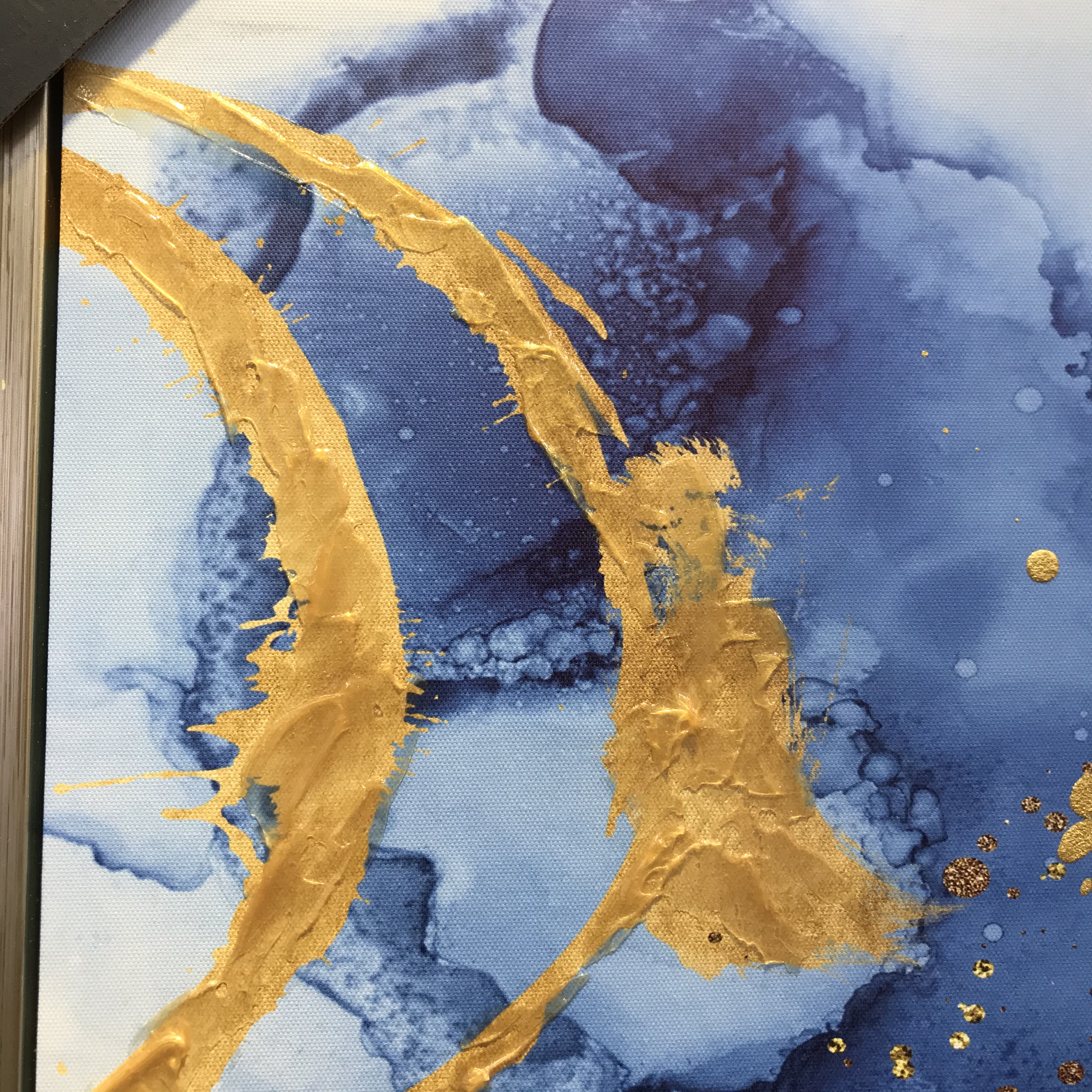 Mural, living room, oil painting, grand and mysterious, new Chinese-style decorative painting, blue small-sized apartment, sofa background wall, entrance hall, abstract details Picture