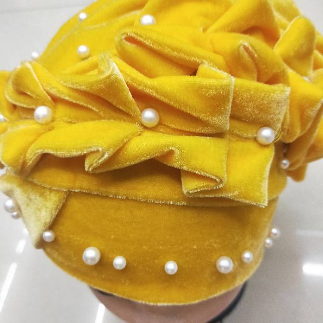 Manufacturers Direct Sales Spring Autumn Arab Muslim Adult Women Yellow Hijab details Picture