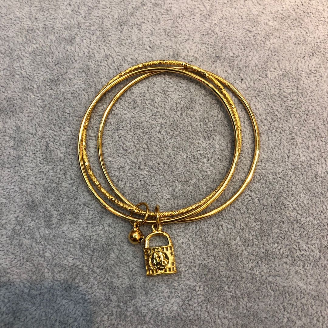 Fortune Lock Bell Bracelet Brass Gold Plated Three Iii Female Jewelry