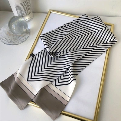 Casual Fashion Generous Long Striped Silk Scarf Multi-Purpose Scarf