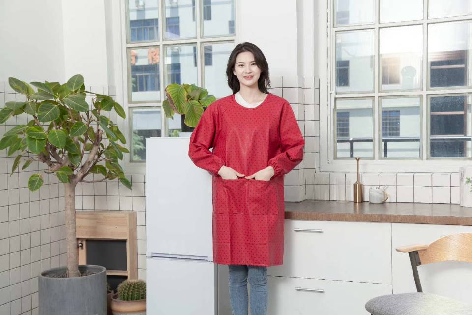 点子皮罩衣不易脱皮带口袋女男厨房清洁防污防水