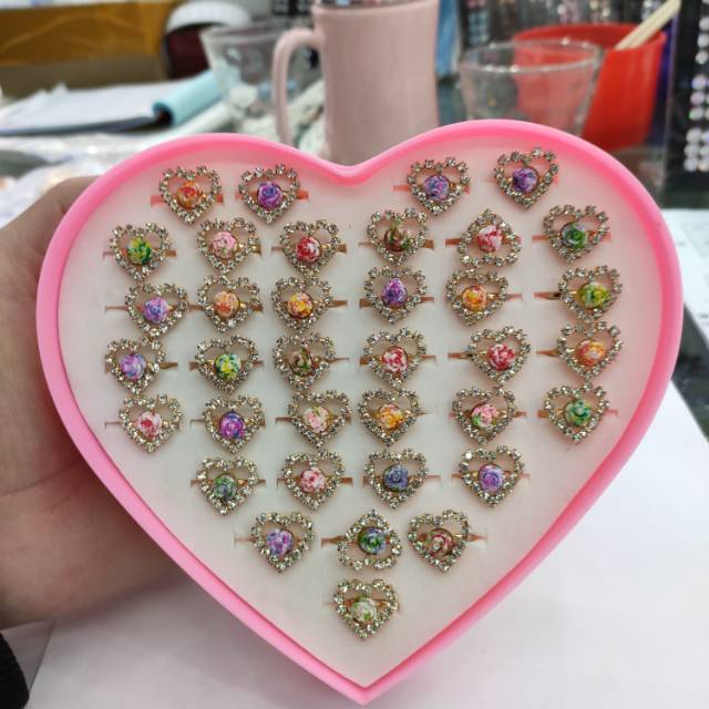 仿水晶戒指环宝石钻石玩具幼儿园小女孩饰品首饰