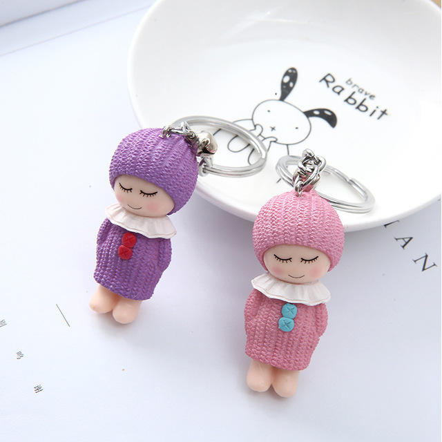 Korean cute doll keychains, PVC figurines, key pendants, couple pendants, student bag pendants Specification image