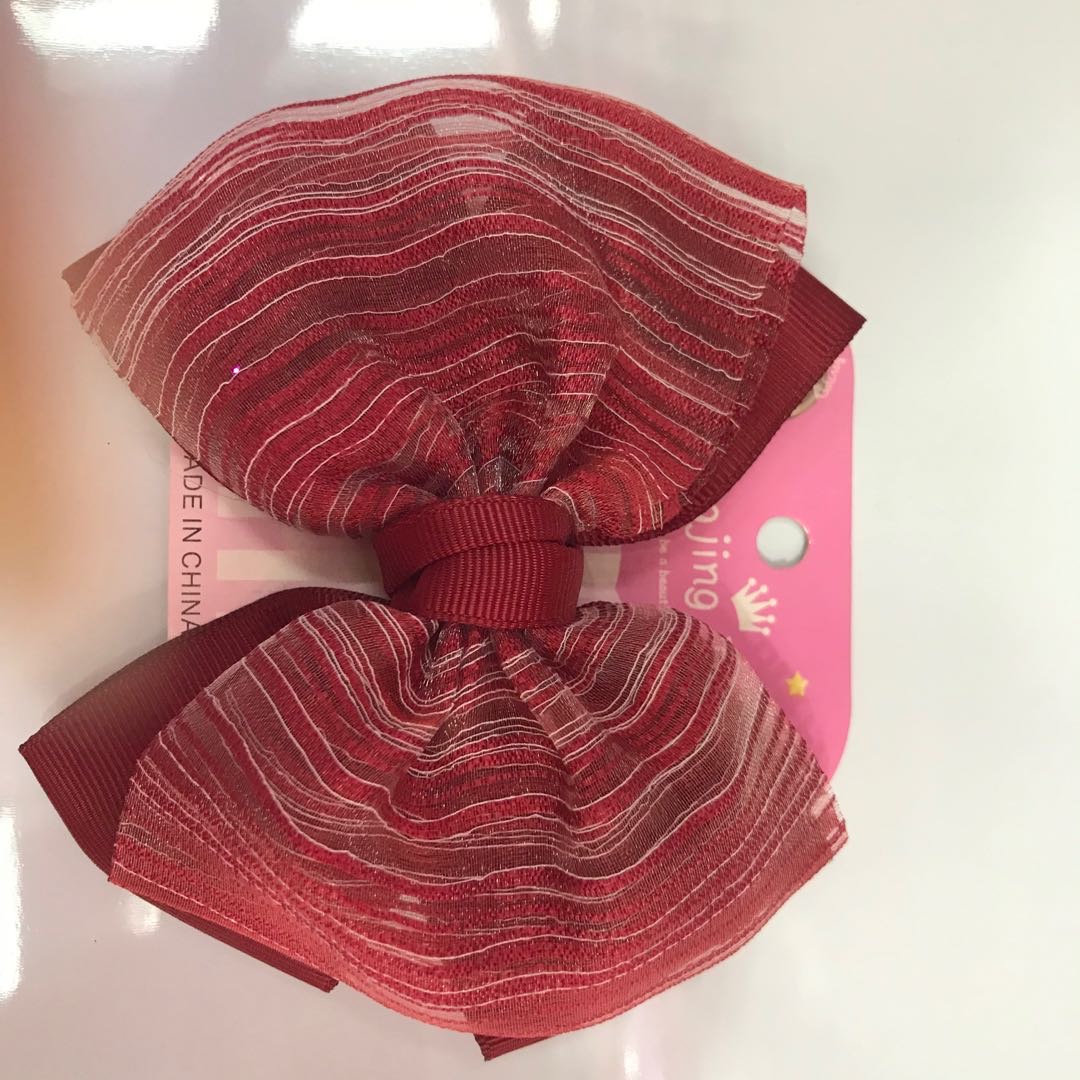 New style of striped bow mesh double-layer headband for children, factory direct sales