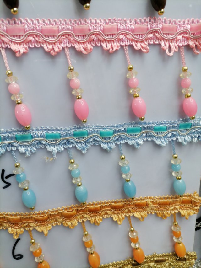 Size Bead Curtain Lace Tassel Hanging Fringe Decorative Lace Dragon Beard Curtain Head Decorative Accessories details Picture