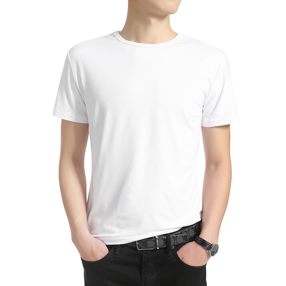 Solid Color Basic Short Sleeve Men's Summer Casual Loose Undershirt Specification drawing