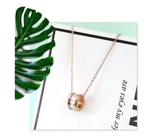 New small waist white zircon rose gold small waist pendant titanium steel simple clavicle chain jewelry thumbnail