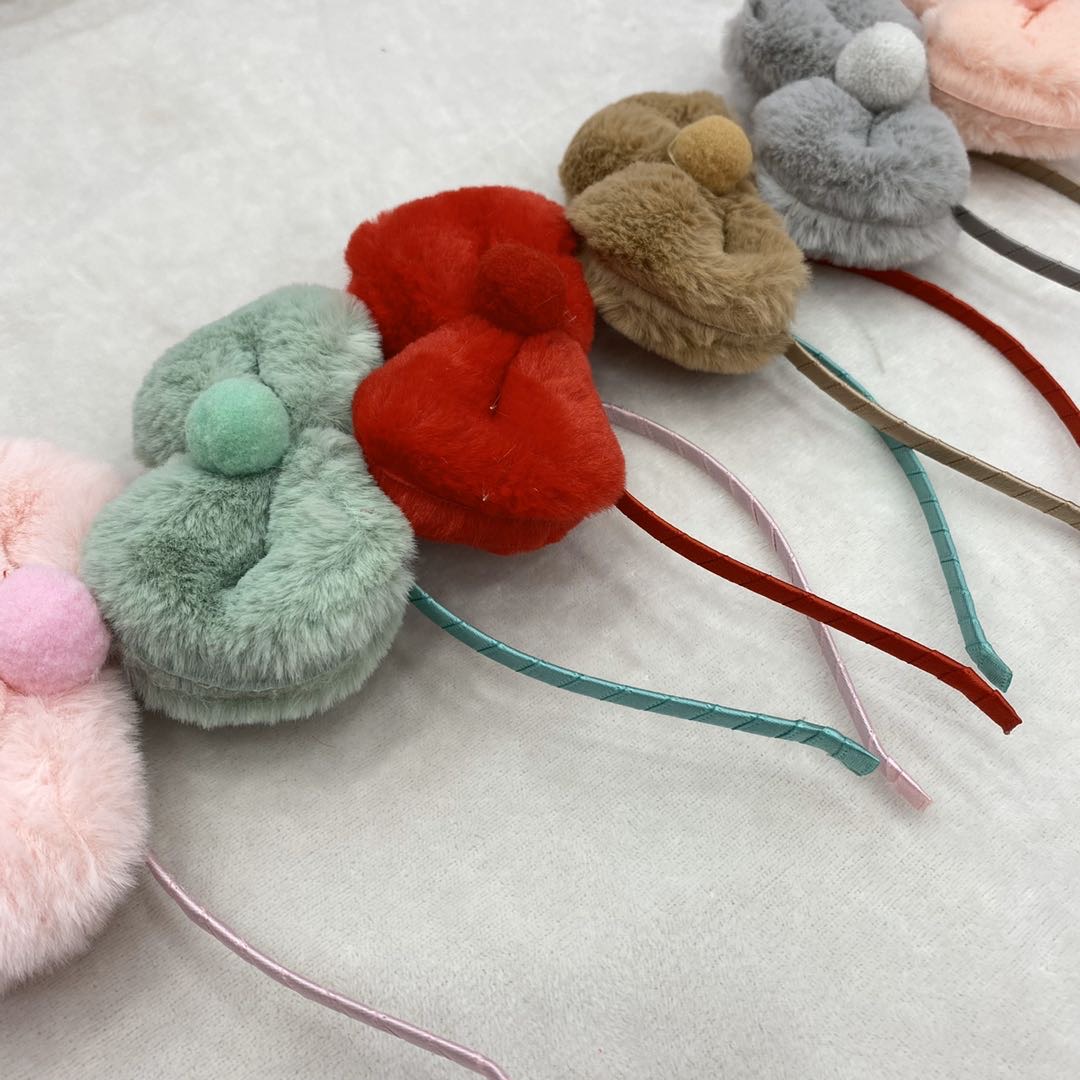 Hot-selling new Japanese-style cute plush bow headband for women and children details Picture