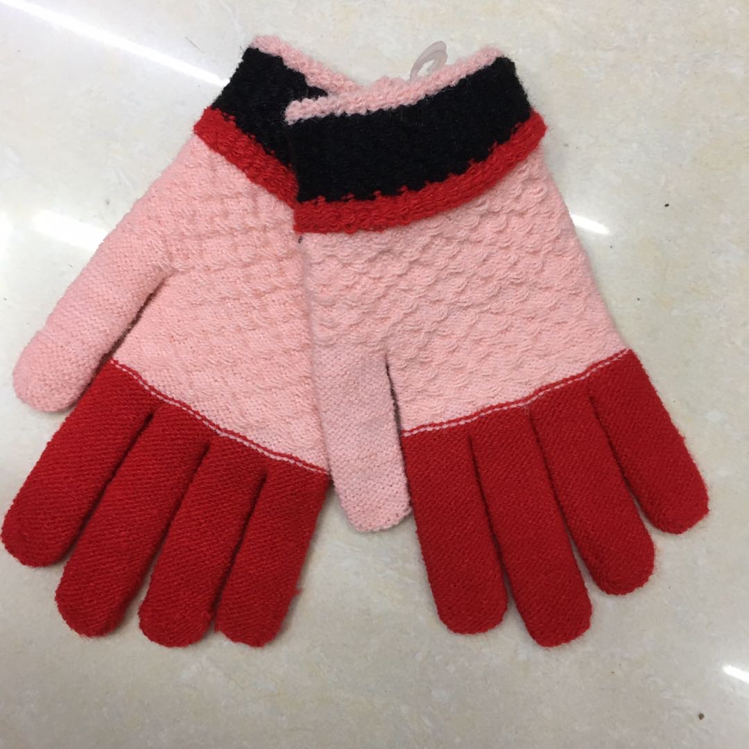 手套女士秋冬季韩版学生触屏手套可爱卡通加绒加厚提花