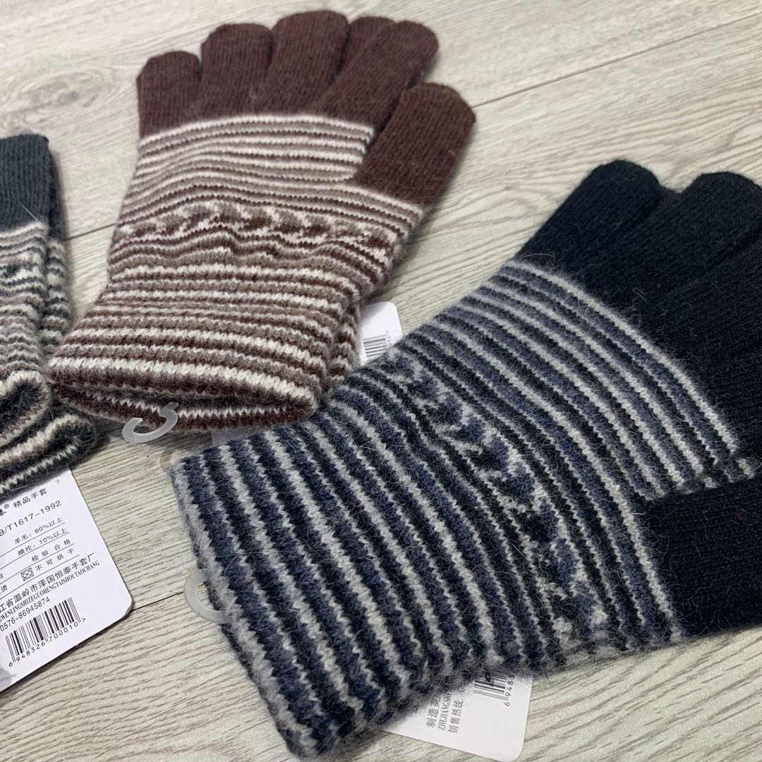 Sanhe Hengtai winter cold-proof striped gloves, wool gloves, full-finger gloves, snow warm knitted gloves, starting from 420 yuan per box, mixed colors Specification image