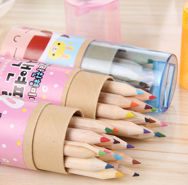 To Bo Stationery Manufacturers Direct Wholesale Cartoon Color Pencil Set Stationery 12 Color Belt Pencil Sharpener Lid Color Lead Student Pencil details Picture
