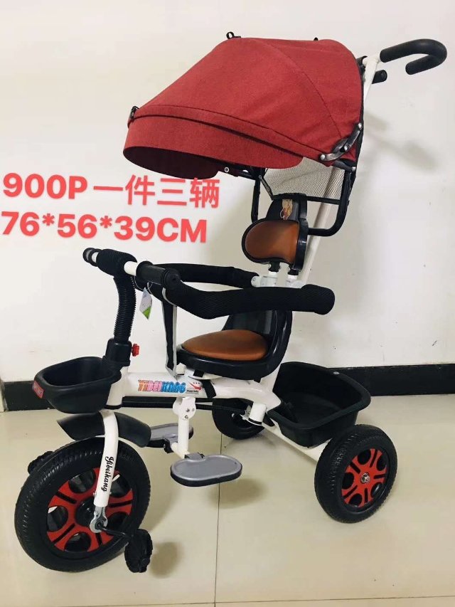 The 900 tricycle can be ridden, has pedals and can be pushed