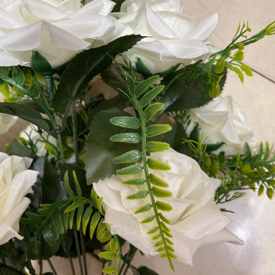 小把卷边玫瑰10头花束家居摆放景观装饰 婚庆摄影道具仿真花假花细节图