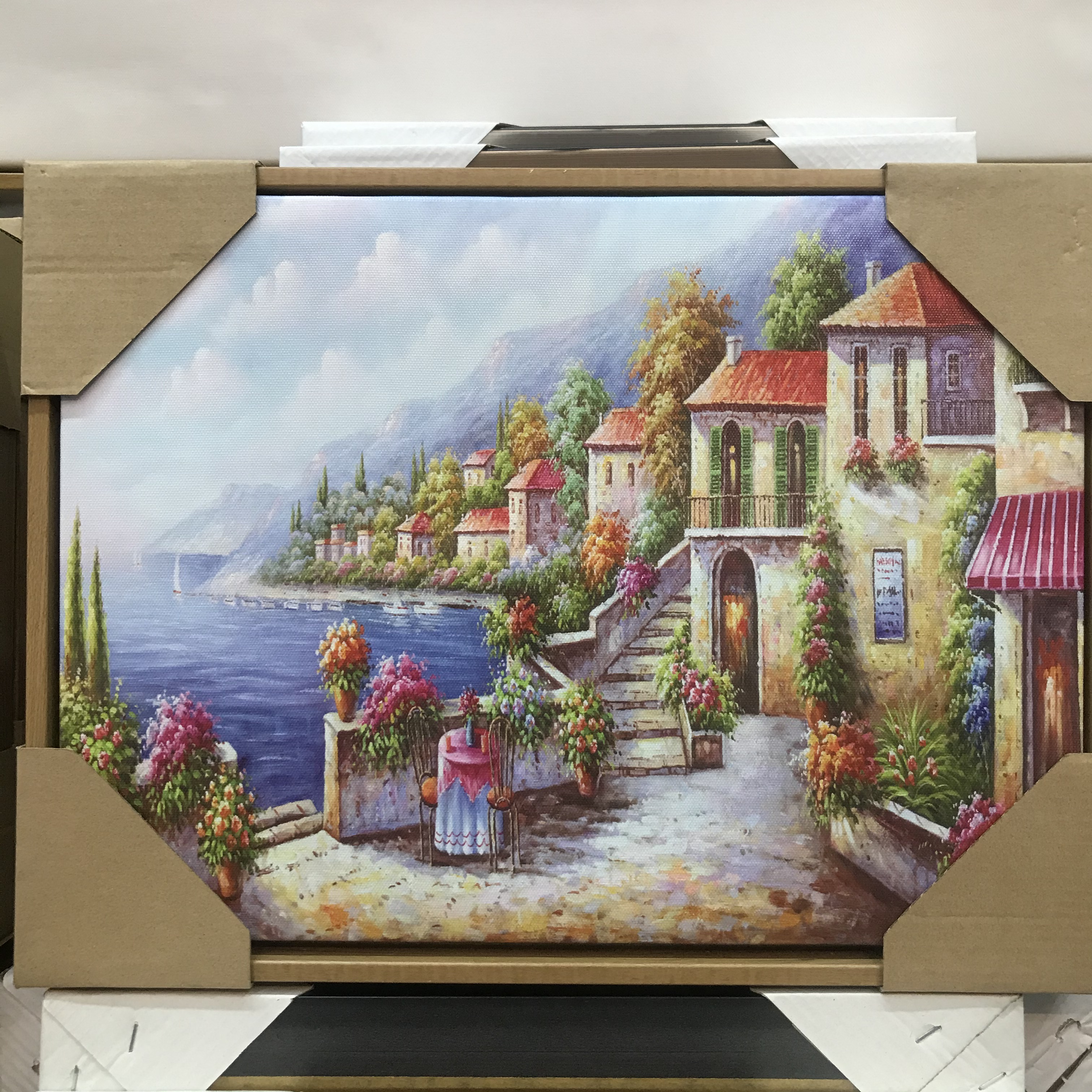 客厅装饰画沙发背景墙现代简约假框画自粘壁画餐厅地中海风格贴画
