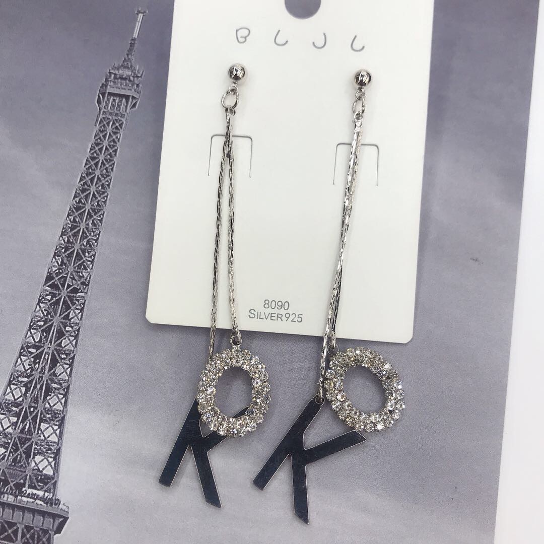 Korean-style creative letter earrings, long tassels, slimming and versatile earrings Specification image