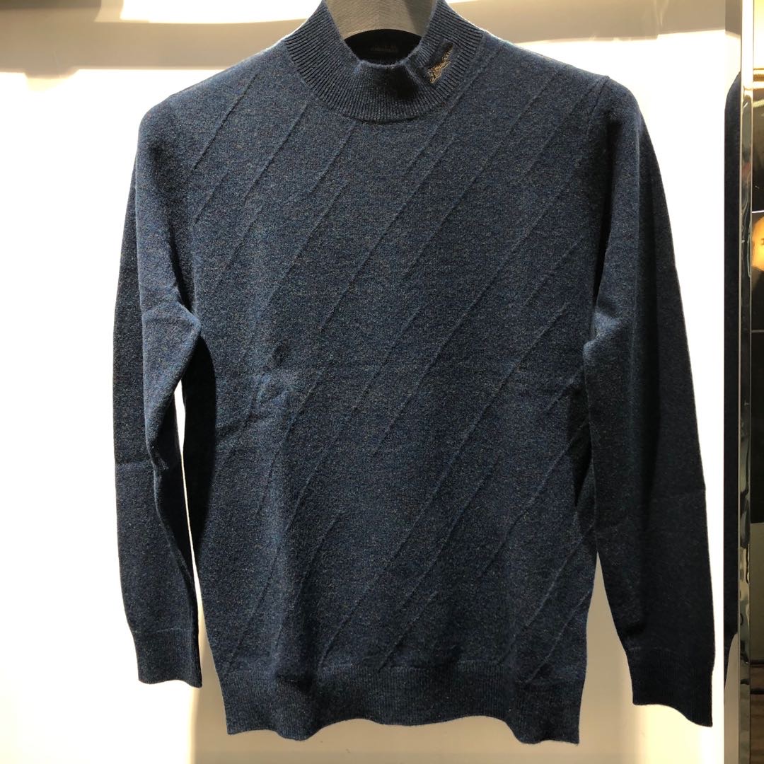 Soft and delicate! Stereojacquard! Men's trade factory cut standard tail goods plain color pullover sweater and sweater thumbnail
