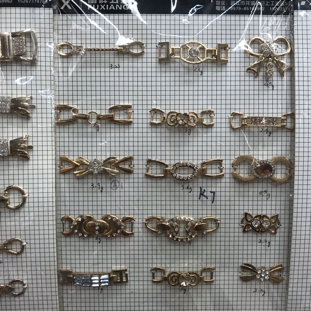 方形圆孔镀金镶钻饰品配件diy