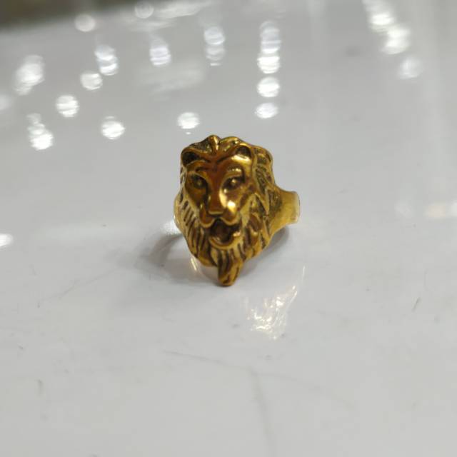 厂家直销合金金色狮子头儿童戒指产品图