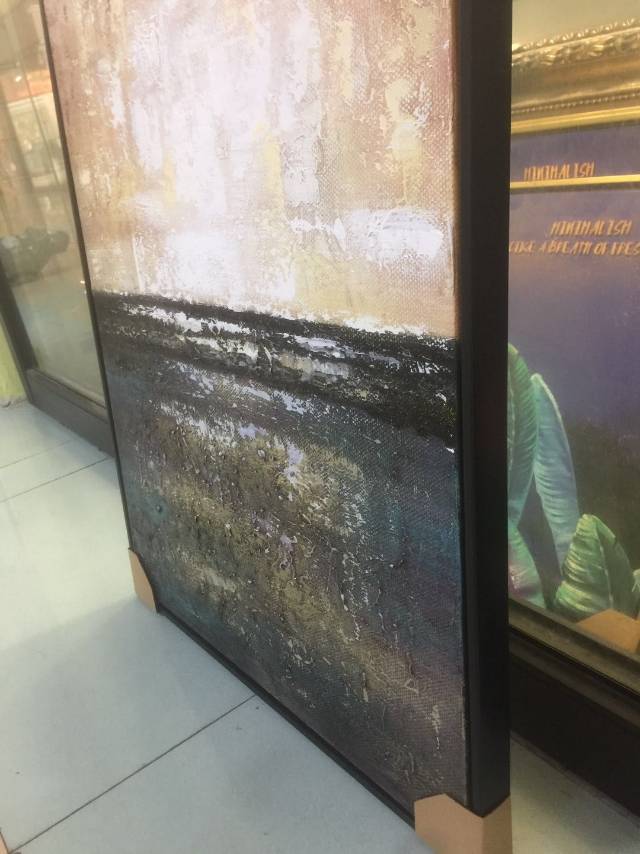 现代简约挂画/肌理画/圣诞树蜡烛/装饰油画/油画细节图