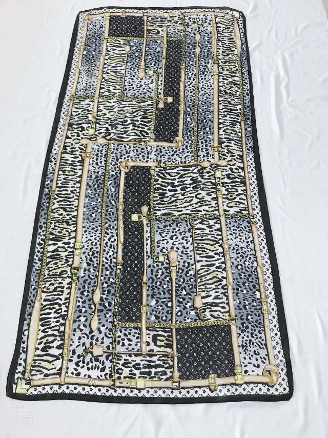 New silk satin leopard print long scarf Dx200008 for women's fashion autumn and winter 2021 new style Korean and Japanese fringed neck, imitation cashmere men's shawl details Picture