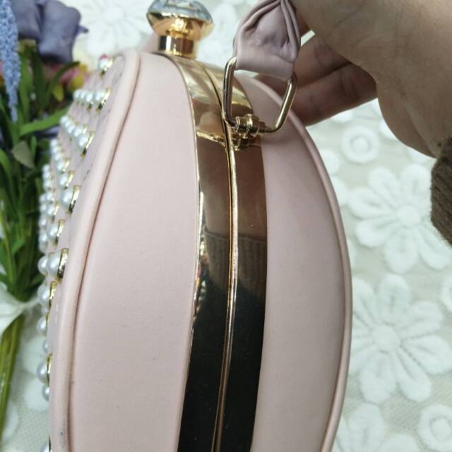 时尚珍珠皮革晚装礼服晚宴包高级名媛气质酒会新娘手拿包细节图