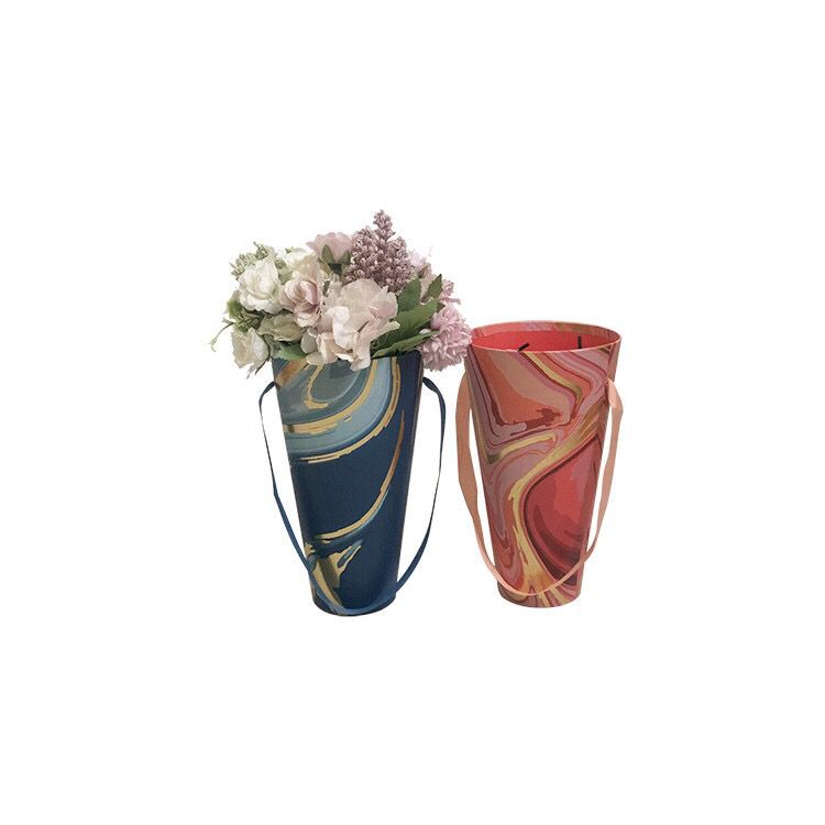 时尚单品泼墨流沙丝带手提冰激凌花筒单个尺寸小圆筒