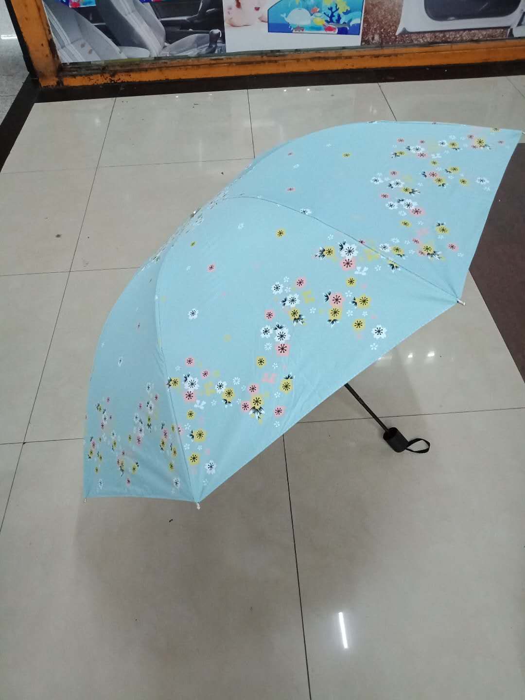 八骨雨伞女三折叠伞晴雨两用伞太阳伞防晒防紫线黑胶遮阳伞产品图