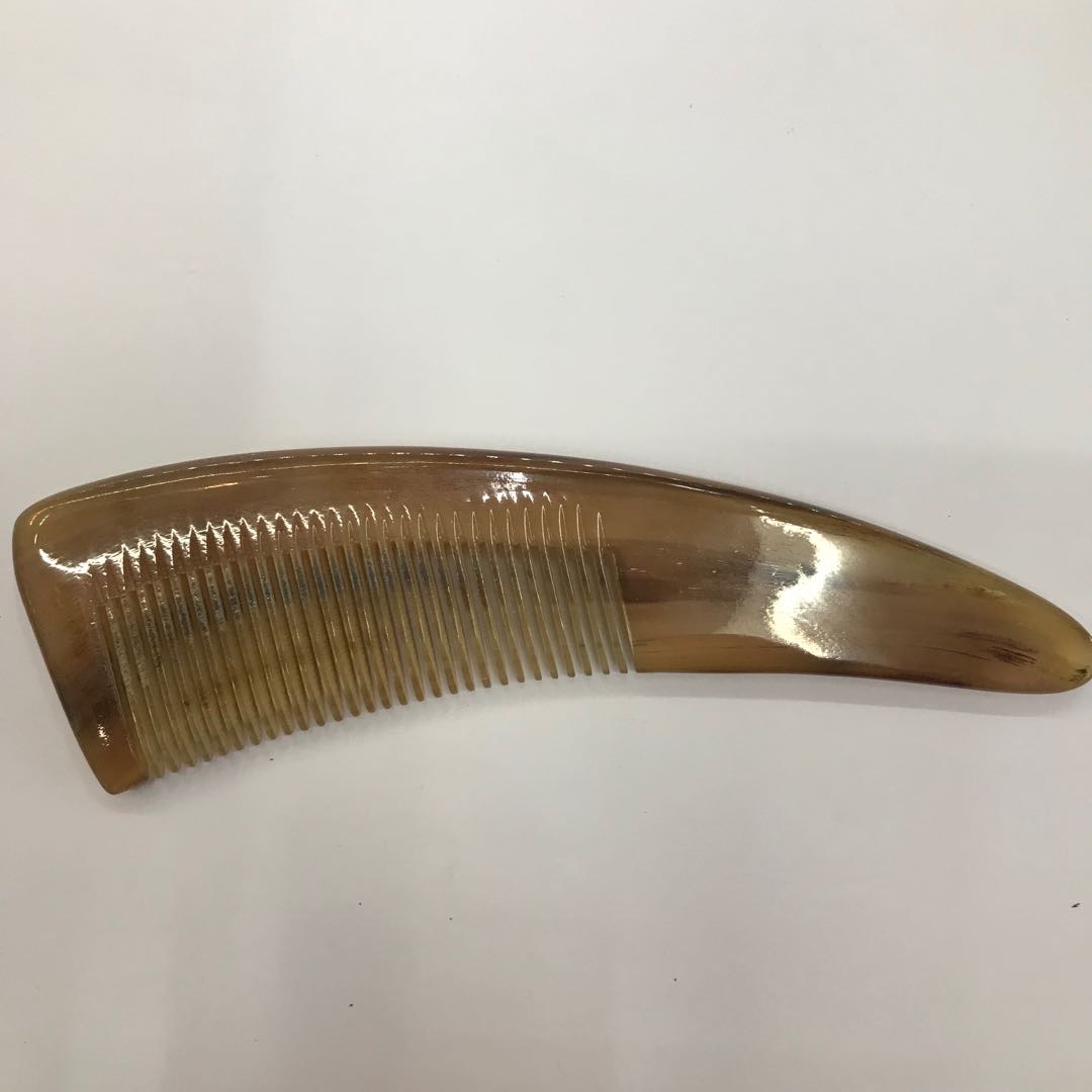 白水牛角梳子天然正品牦羊角梳女大宽齿头疗头皮按摩梳头部经络梳