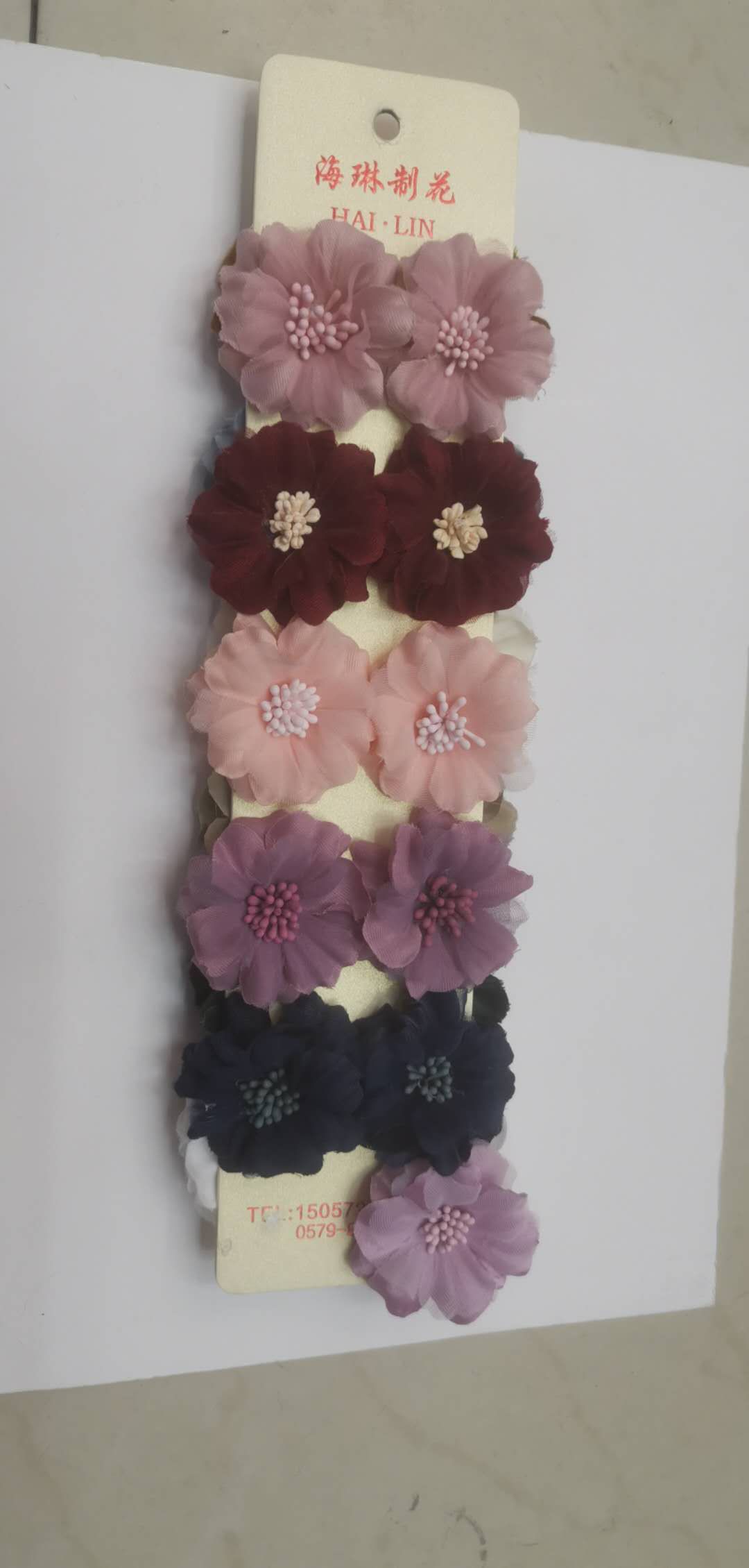 韩版山茶花朵多层花朵手工发夹饰品配件材料