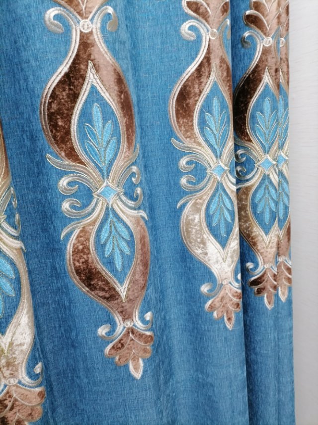 Chenille embroidered fabric, high blackout curtain fabric, simple style living room custom heat insulation and sunshade rental bedroom details Picture