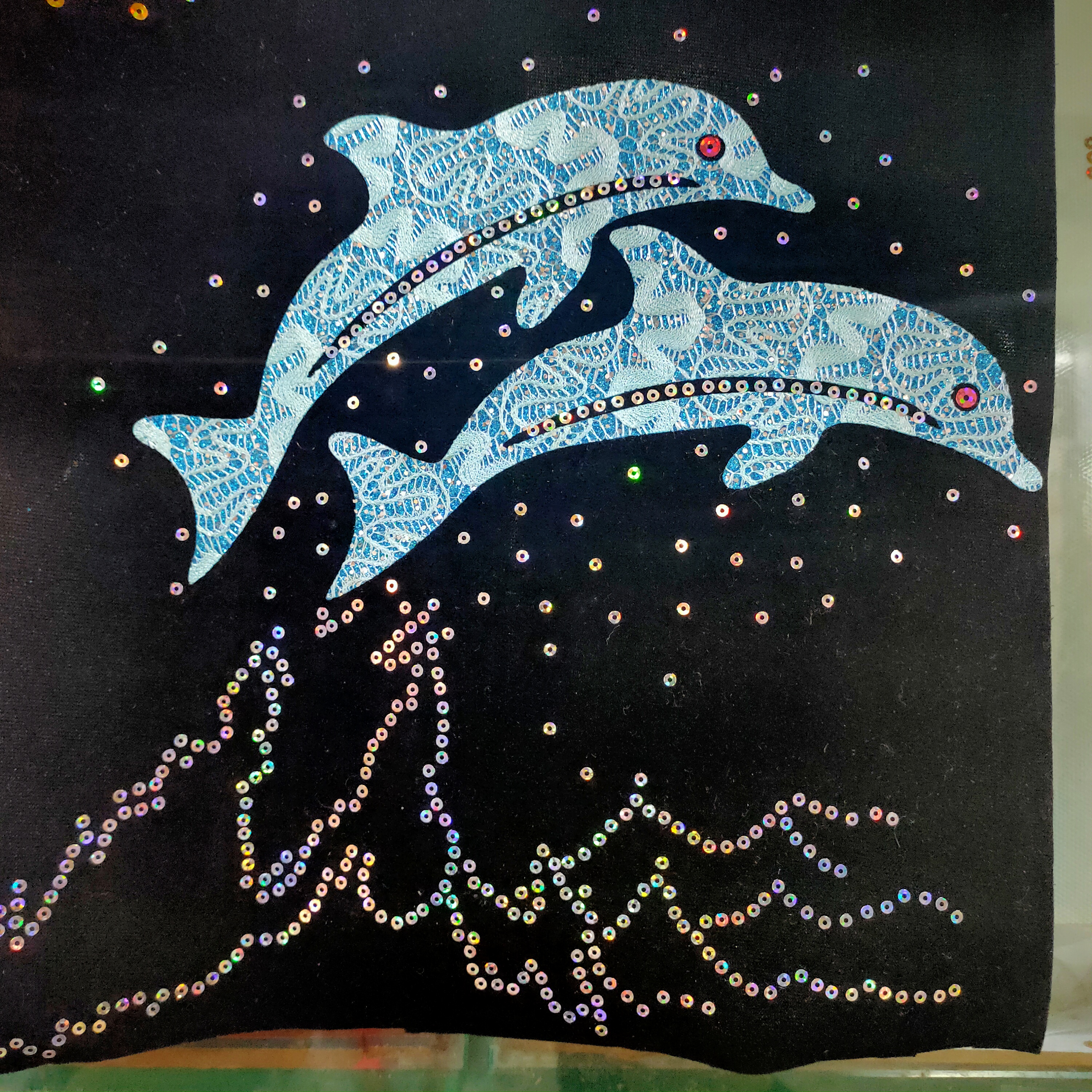 厂家直销新款服装珠片亮片卡通翻片烫图海豚服装辅料包包帽子辅料图