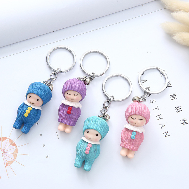 Korean cute doll keychains, PVC figurines, key pendants, couple pendants, student bag pendants