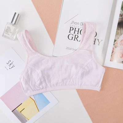 Girls' Cotton Growth Bra Primary School Junior High School Students Thin Cotton Breathable Vest Style Sponge-Free Girls Underwear