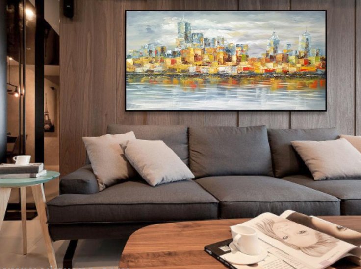 恩迪原创艺术油画装饰画客厅沙发背景挂画欲望都市图