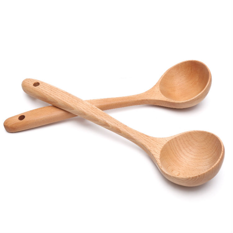 榉木勺子木汤勺日式长柄木质木制实木头粥勺火锅家用大号无漆创意图