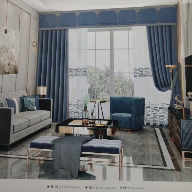 Modern light luxury new Chinese-style cashmere curtains for bedrooms and living rooms details Picture