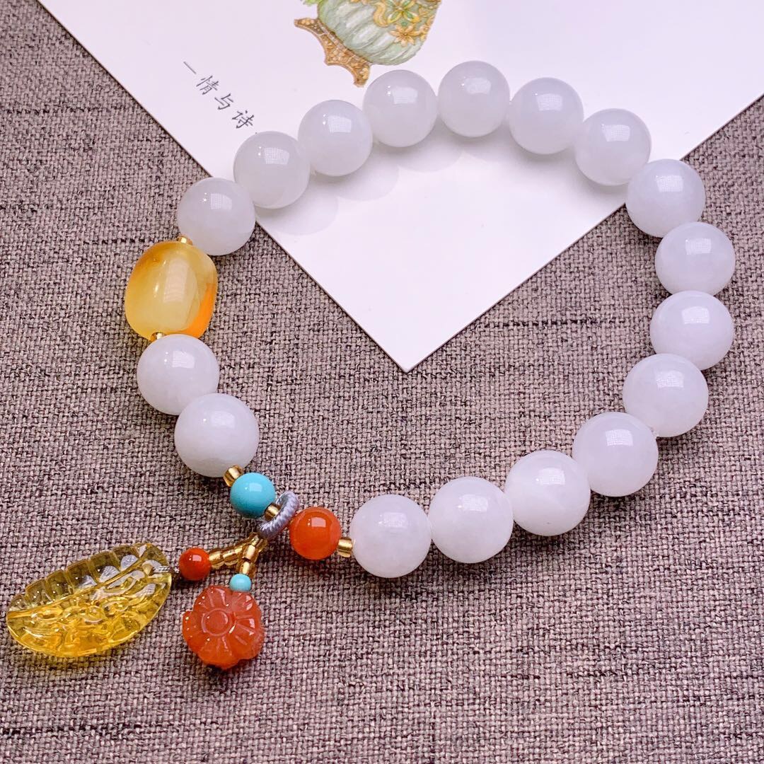 6mm natural Hetian jade three-loop bracelet for men and women, new style Xiangyu 00999 Specification image