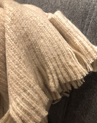 A fashionable, trendy, versatile and warm fringed sequined knitted scarf for women details Picture