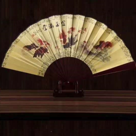10寸中国风手工丝绸绫绢扇女式折扇工艺牡丹特色礼品扇子女扇古风细节图