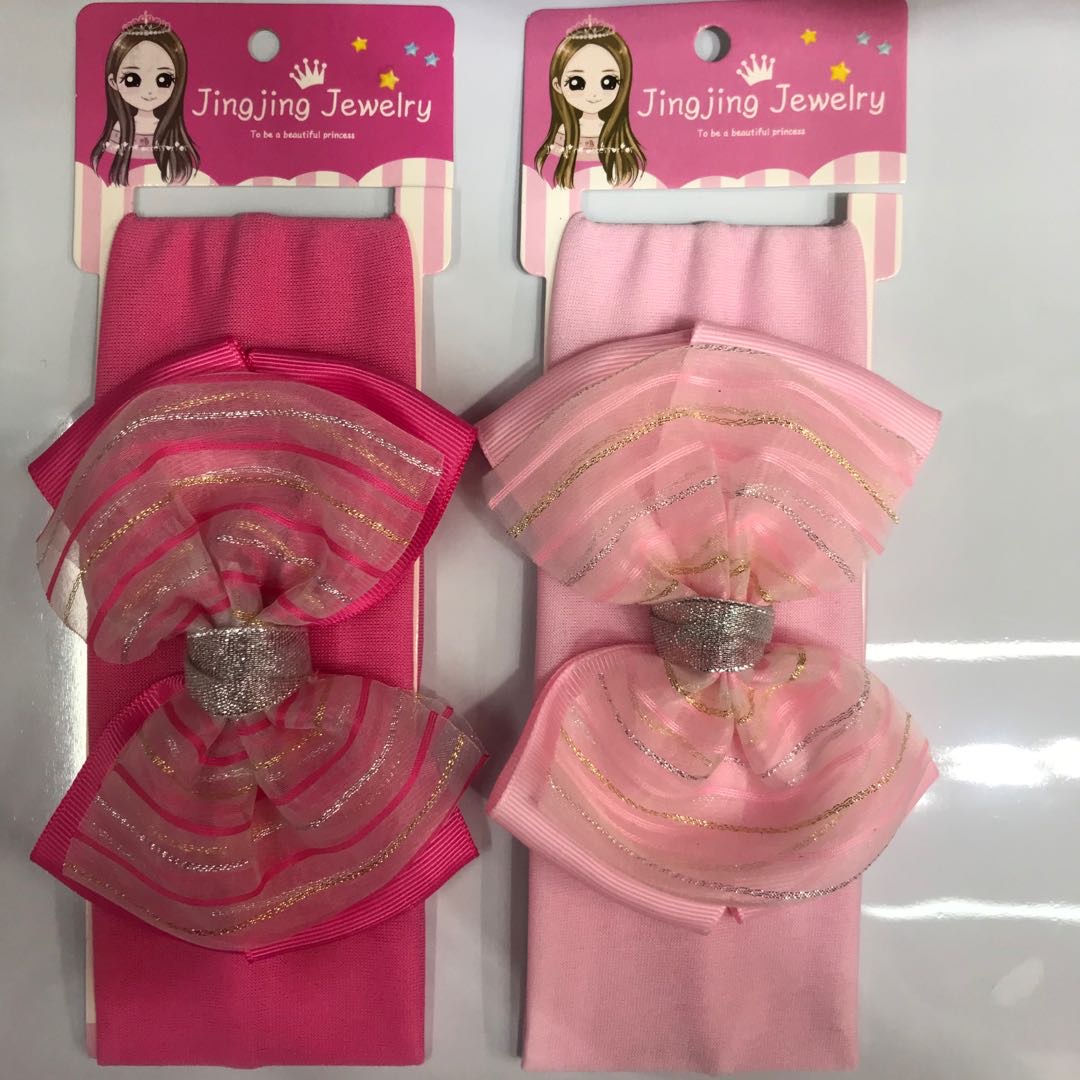 Striped baby bow hair bands are available for wholesale in mixed colors