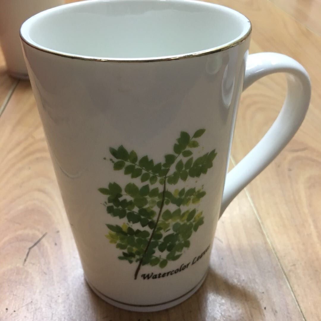 Creative ceramic printed gold thread mouth straight mug factory direct sales Specification image