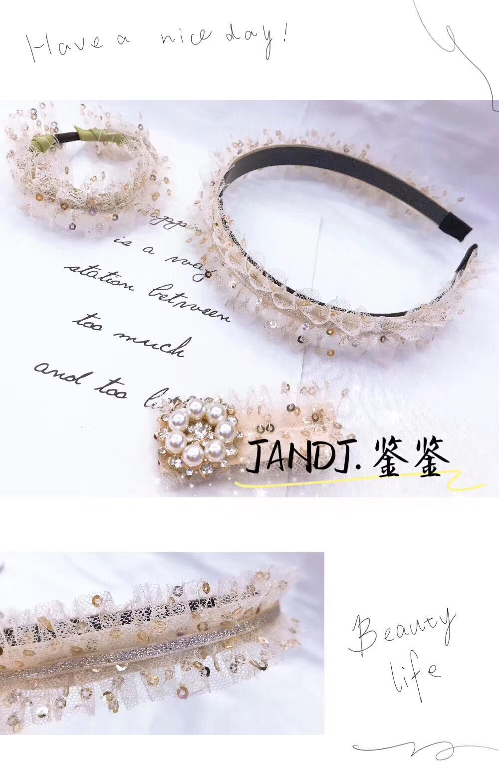 Authenticator's New Lace Mesh With Light Gold Sequins From Blingbling details Picture