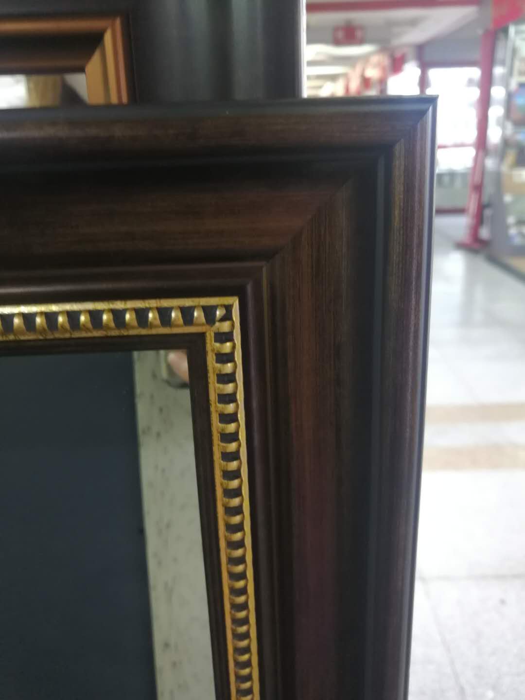 实木框北欧简约卫生间壁挂浴室镜地中海美式乡村防水卫浴化妆镜子细节图