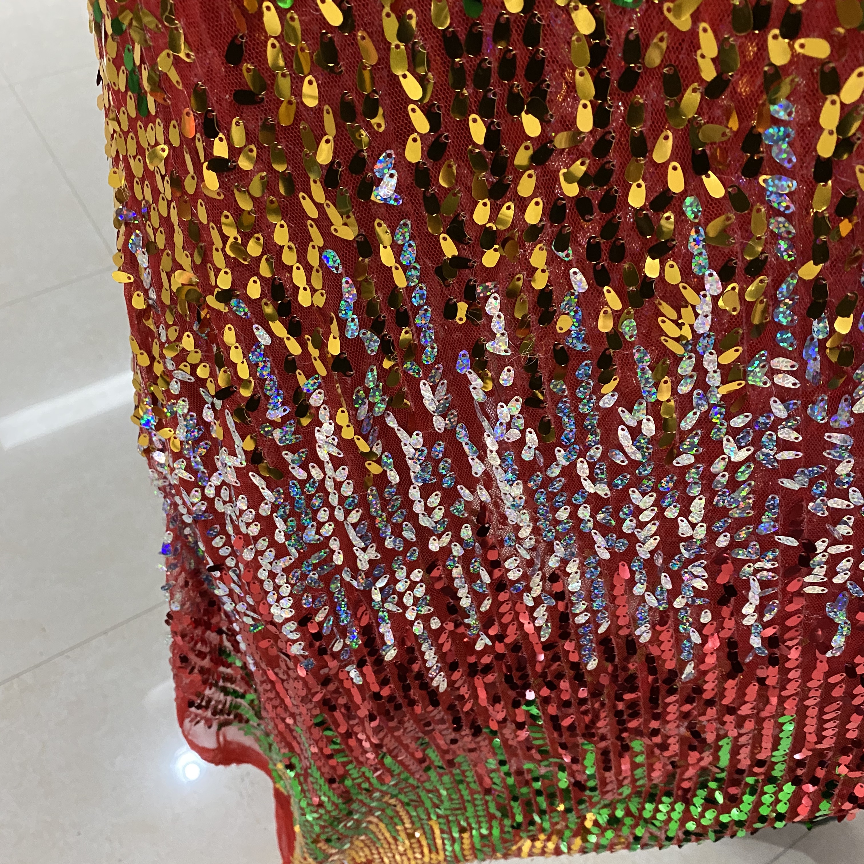 4色底子片网底厂家直销定制满幅珠片亮片布料面料亮片珠片绣花布网布网纱布料产品图