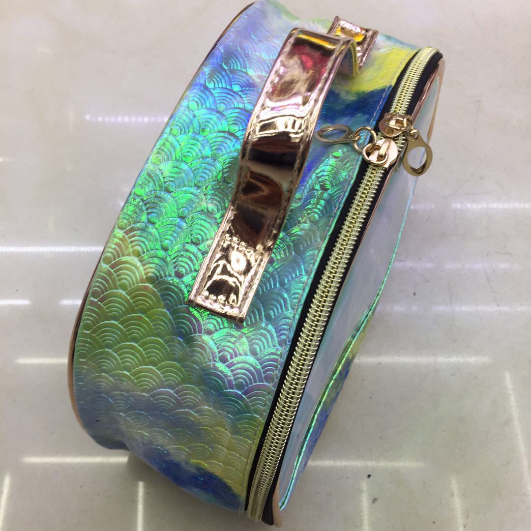 Transparent Laser Jelly Makeup Bag Folded and Stacked