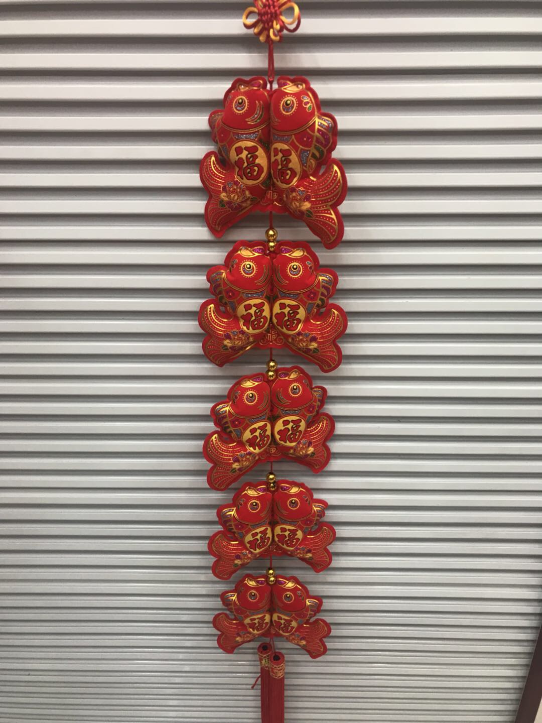 印花绒布双鱼串挂件家居喜庆装饰图