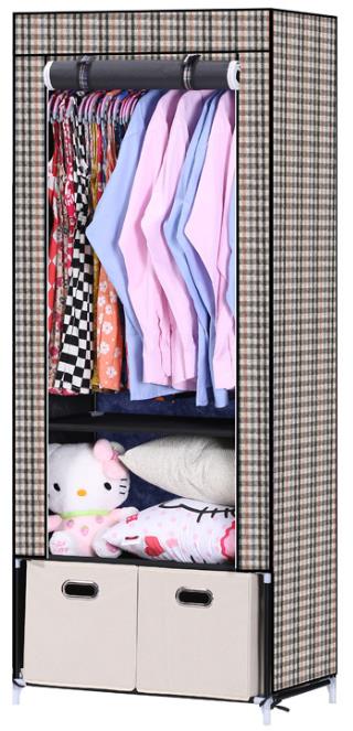 Wardrobe Simple Cloth Wardrobe Modern Simple Steel Pipe Thickened Oxford Cloth Single Dormitory Rental Room Wardrobe Model28175 Specification drawing