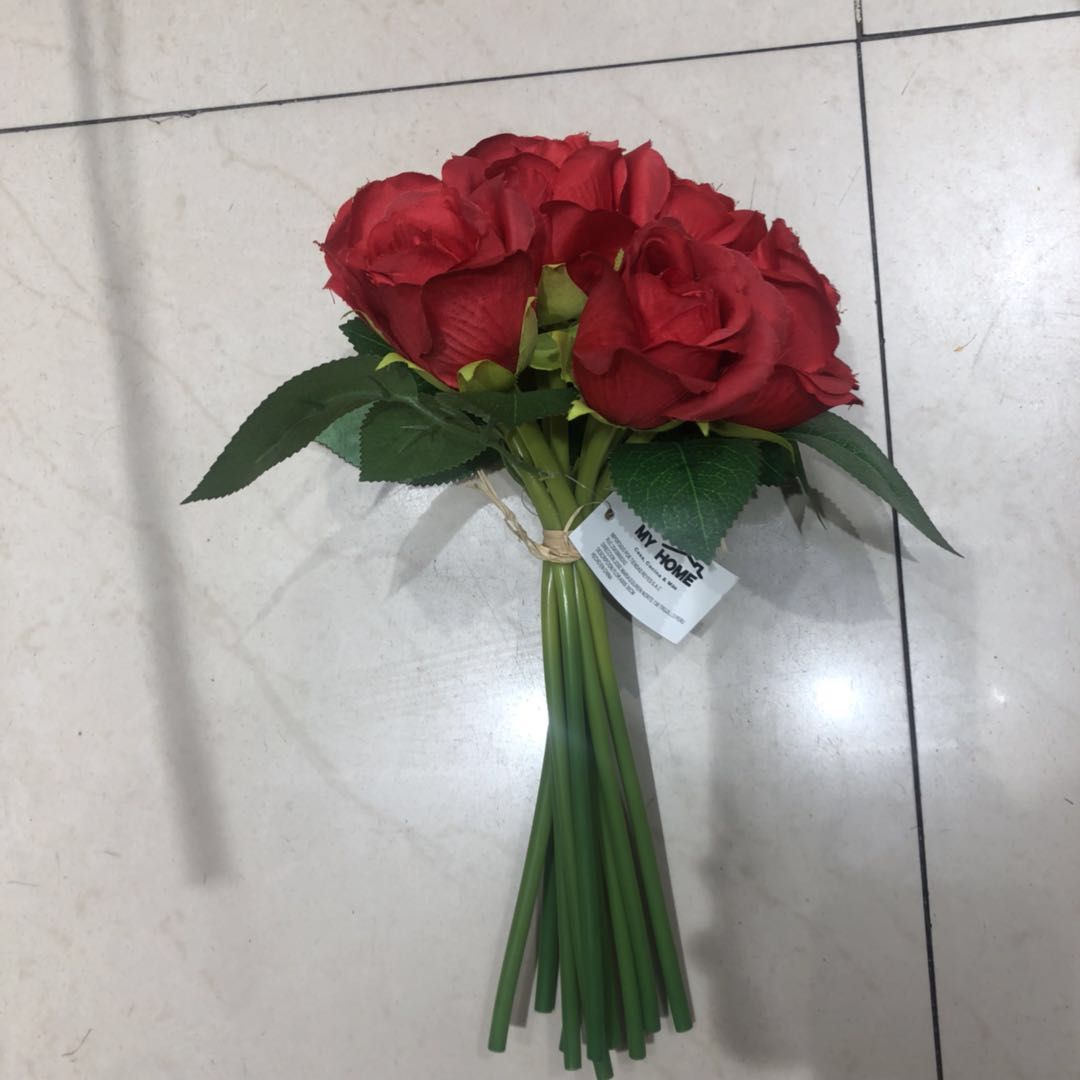 绢花假花塑料花仿真花卉单枝玫瑰花 活动赠礼品厂家批发