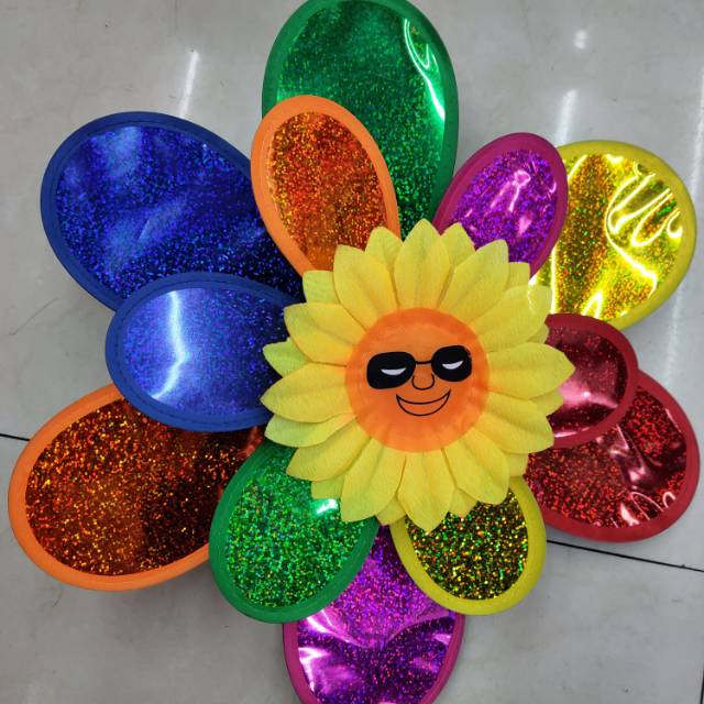 Double-layer flashing smiling windmill children's toy Specification image